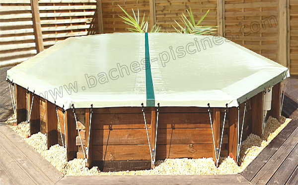 bache piscine bois hexagonale