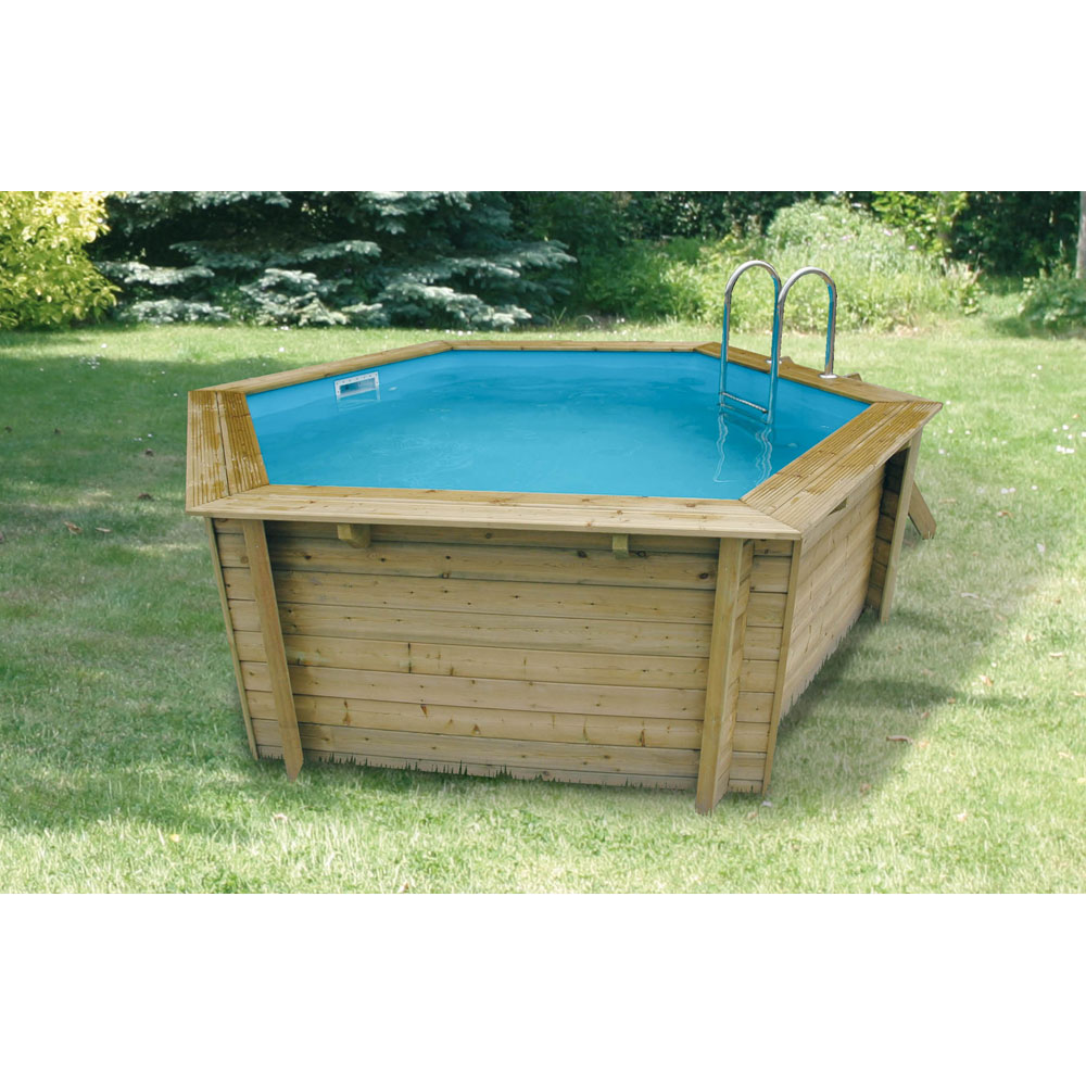 bache piscine bois hexagonale